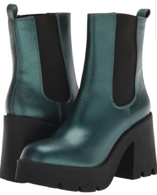 Madden Girl Women's Tippah Platform Boots Teal Metallic Size 6.5 NWOB