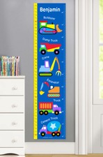 Under Construction Trucks Personalized Canvas Growth Chart