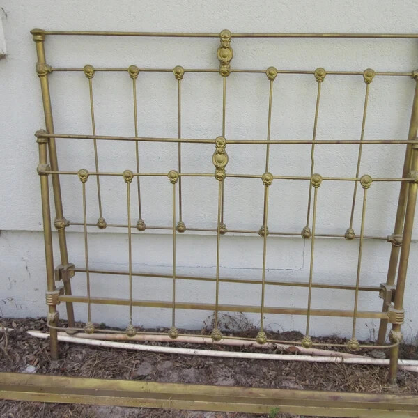 King Size Brass 4 Inch Tube Headboard Like New Half Price $225 Jordan Marsh
