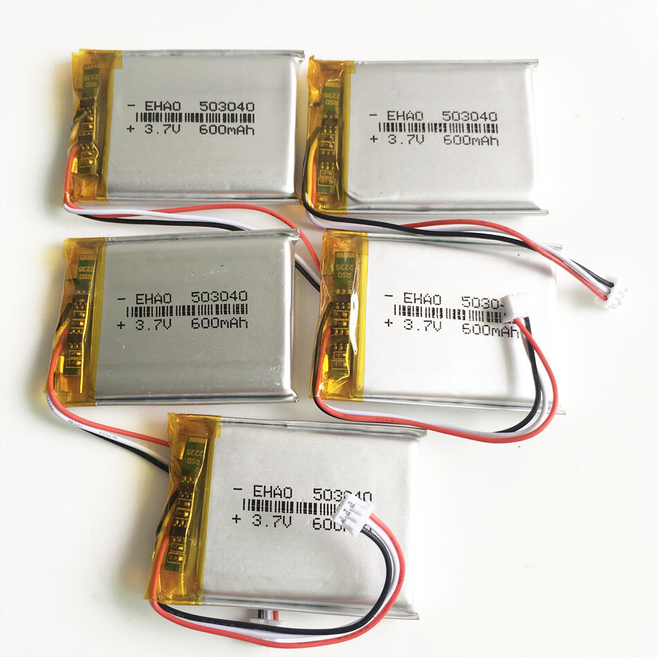 3.7V 600mAh Lipo Rechargeable Battery 503040 JST 3Pin 1.25mm Plug