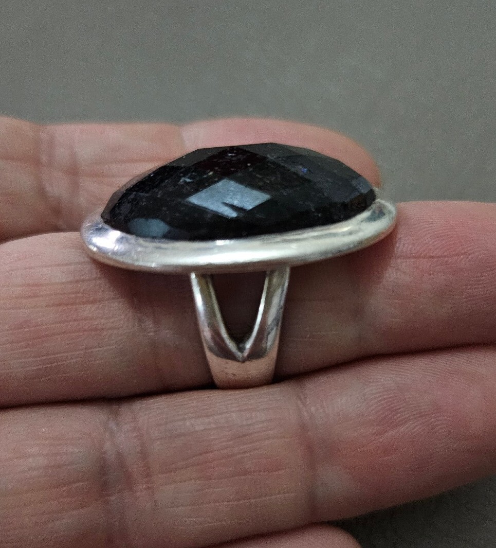 Black Rutilated Quartz And Solid Silver Heavy, Fa… - image 6