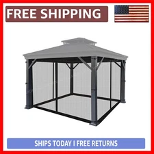 Weather-Resistant Mosquito Netting for 10x12 Gazebos - Black with Zipper Access