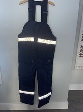 RefrigiWear 0386R Enhanced Visibility Zip Snap Insulated Bib Overalls Large EUC 