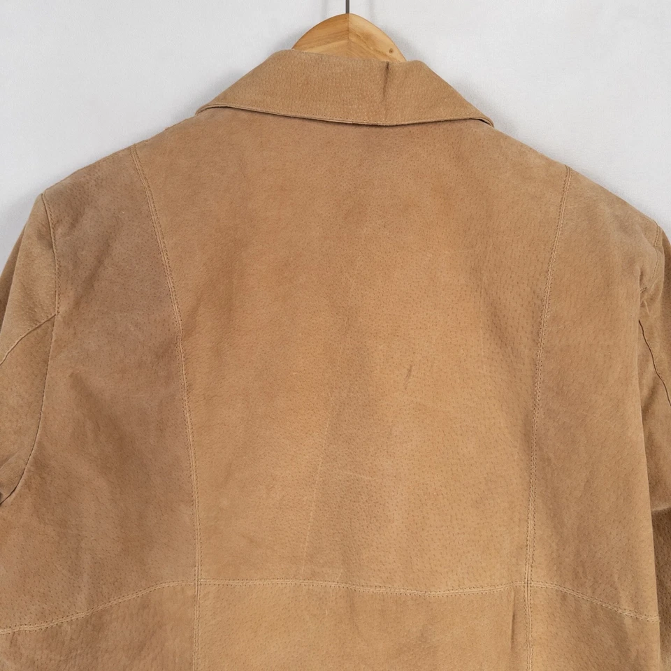 Chaqueta De Colección Paris Azul Ropa Exterior XL Cuero Tostado Gamuza Cremallera Completa Años 90 Y2K Bolsillo Foto 4 de 4