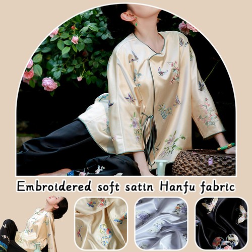 Width Peony Butterfly Jacquard 1.5M Hanfu Cheongsam Skirt Sewing Cloth Vintage - Picture 3 of 29