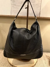 Coach Park Handbag 2 Way Satchel Black Pebble Leather F23293 Hobo Shoulder Bag