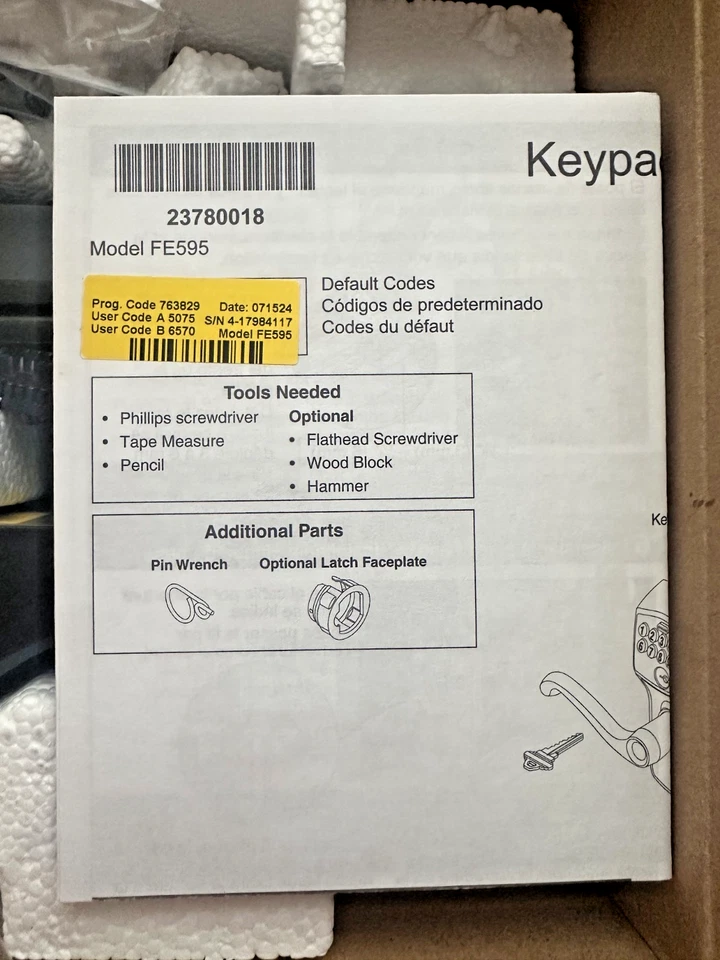 SCHLAGE FE595 CAM 622 Acc Keypad Entry with Flex Electronic Lock, Matte Black - Image 3 of 3