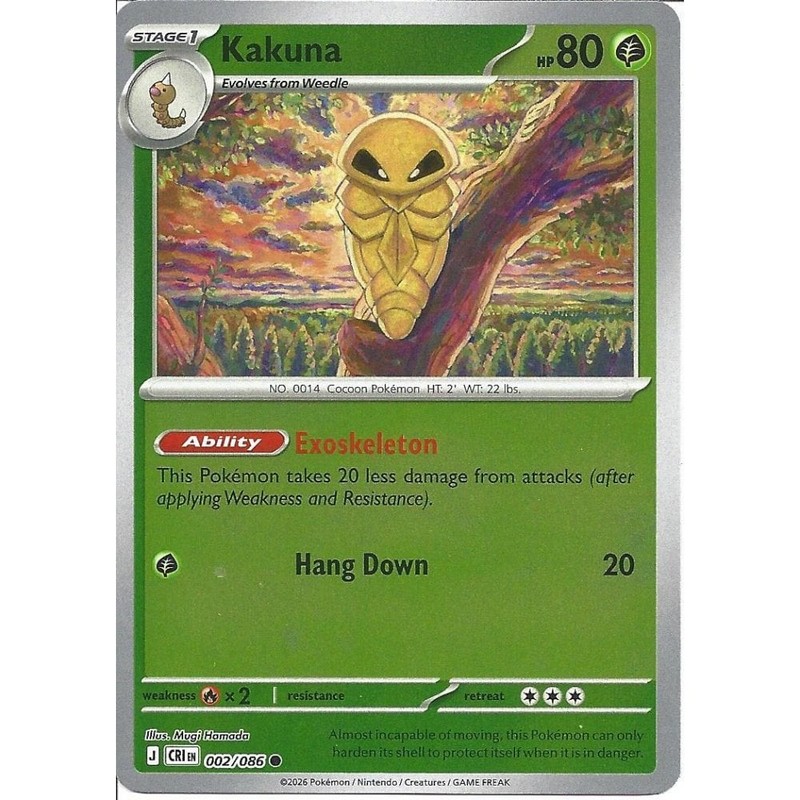002/086 Kakuna : Reverse Holo Card : Chaos Rising : Pokemon Trading Card Game