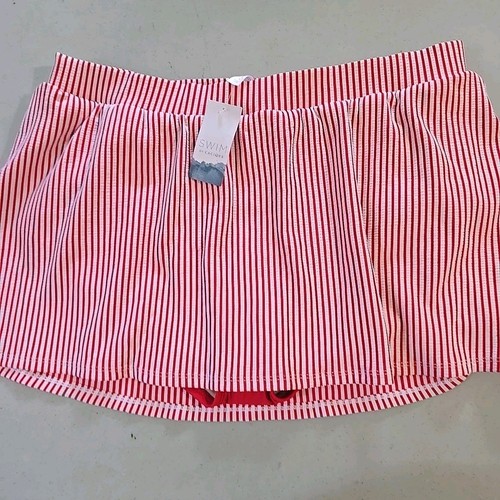New With Tags Swim By Cacique Swim Bottoms Skirt Skort Red White Size 16 - Picture 7 of 10
