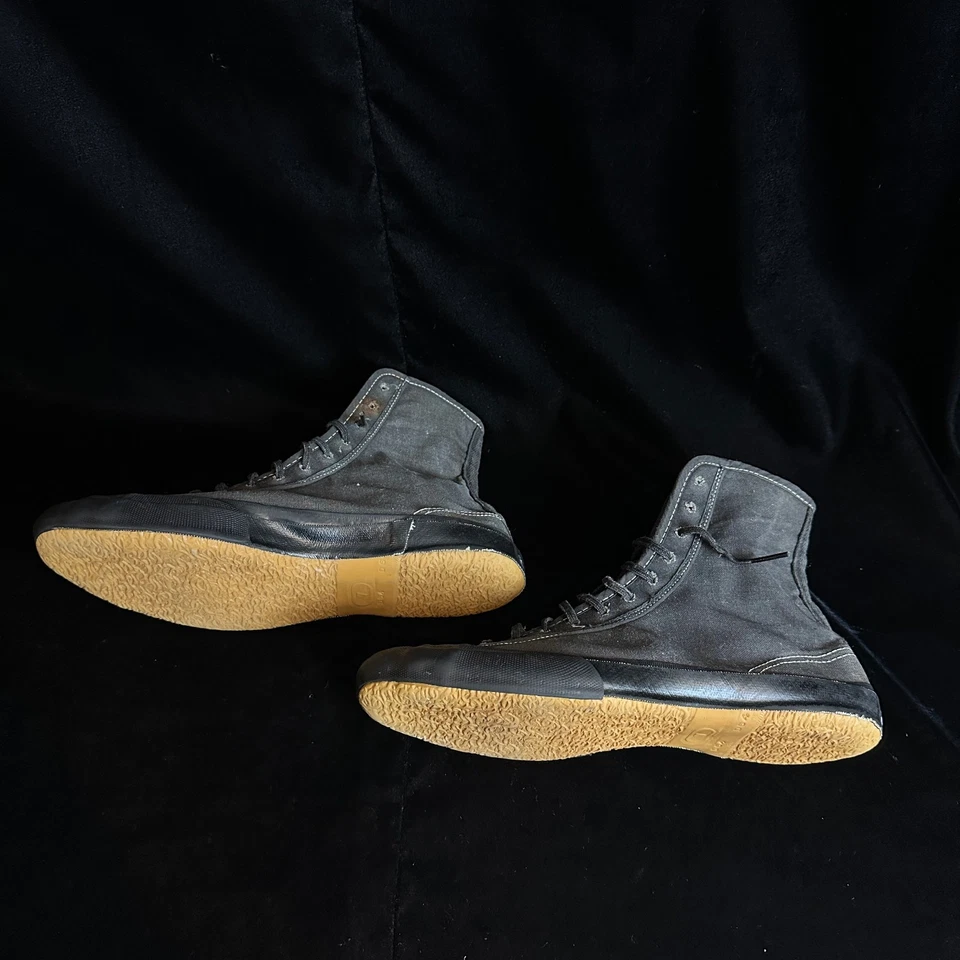 WWII 1940s USMC Marine Black Canvas Converse Chuck Taylor High Top Sneakers Sz 7 - Image 3 of 4