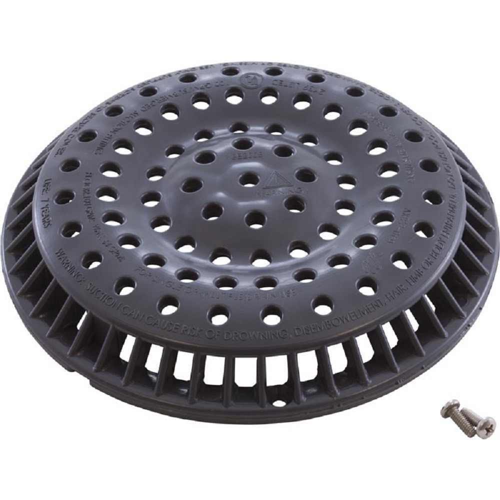 Waterway 642-2159-DKG V 8"" Round Main Drain Grate without Screws - Dark Gray