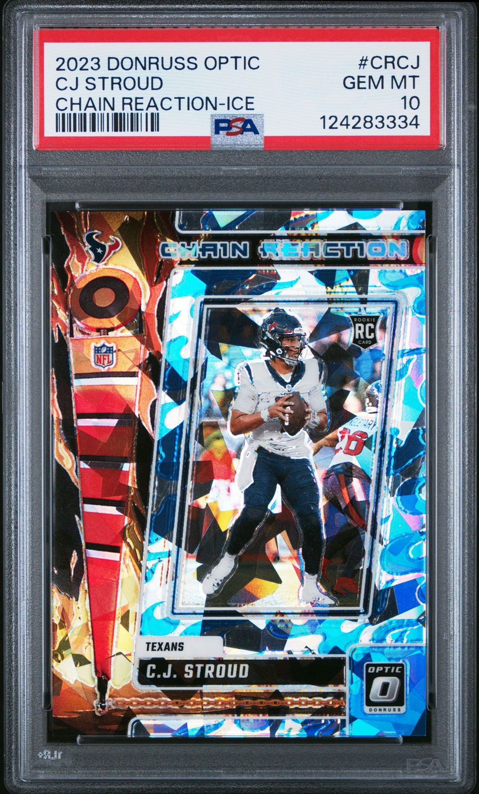 2023 Panini Donruss Optic Chain Reaction CJ C.J. Stroud Blue Ice RC /15 PSA 10