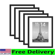 Set of 5 Classic Black Picture Frames 11x14 - Perfect for Wall Gallery Displays