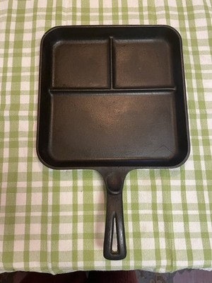 Wagner Ware Bacon and Egg Breakfast Skillet Divided Cast Iron 1101D Restored