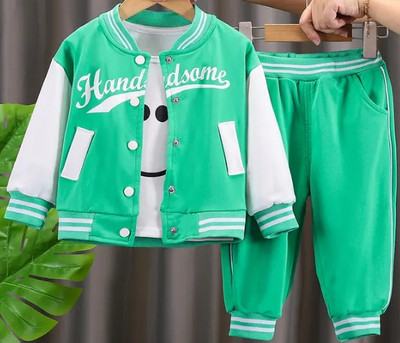 Boys Toddler Baseball Jacket And Pants Set / Green