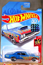 2018 Hot Wheels 206 HW Flames 7/10 '69 DODGE CORONET SUPERBEE Blue w/Chrome MC5