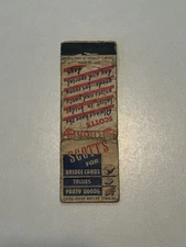Scotts Bridge Cards Tallies Party Goods Vintage Matchbook Cover 213B