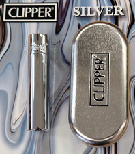 Véritable Clipper Briquet Métal Taille Standard Brushed Silver Avec Étui Chrome