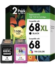 68XL/68 2 Pack Black Tri-Color Ink for Envy 6100e 6500e Printers