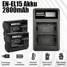 2x 2800mAh EN-EL15 Akku + Dual Ladegerät Für Nikon D7500 D7100 D7200 D7000 D750