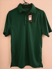 Under Armour Polo Shirt Green W/Pinstripes Men's Size Small NWT Loose Coupe