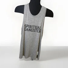Spiritual Gangster Sz Medium Spellout Gray Tank *Open Back