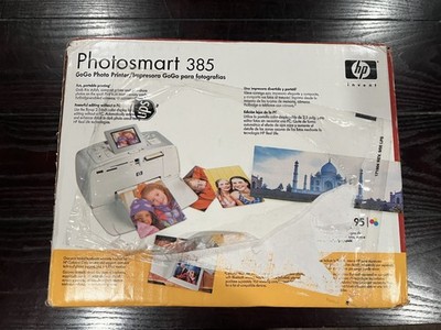 HP Photosmart 385 Compact Digital Photo Printer GoGo Inkjet Power Cord & Paper