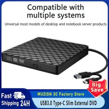 7 in 1 External DVD Burner Optical Drive USB3.0 Type C CD DVD Recorder Player Wr