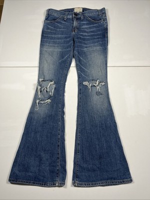 Current Elliot Elephant Bell Jeans Distressed VTG Wash Flare Wide Leg Womens 25