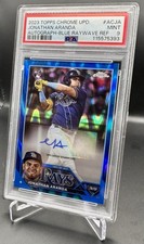 🔥 2023 Topps Chrome Jonathan Aranda Auto Blue Refractor Rookie #/150 PSA 9 RC