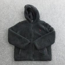 Polo Ralph Lauren Jacket Boys 6 Black Sherpa Fleece Zip Hoodie Hooded Warm