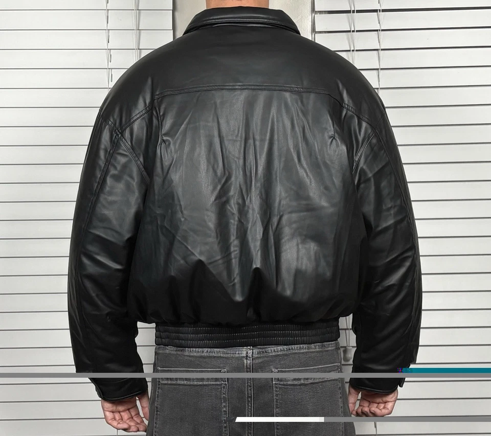 Zara Cropped Bomber Jacket Black Men's Size L - Image 3 of 4