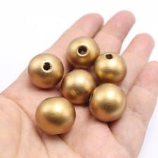 20 pcs Gold Round Wood Beads 20mm Large Craft Beads for DIY Jewelry Making