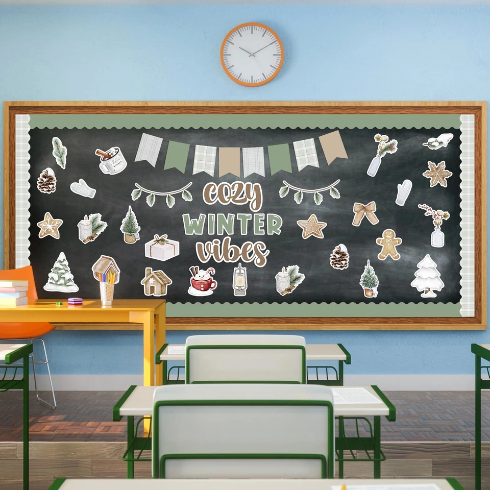 109Pcs Cozy Winter Vibes Bulletin Board Classroom Decoration Set, Christmas S... - Image 4 of 4