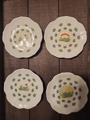 Janice Donelson The Light Touch 1981 Vintage Enesco Set of 4 saucers - 5'' diam