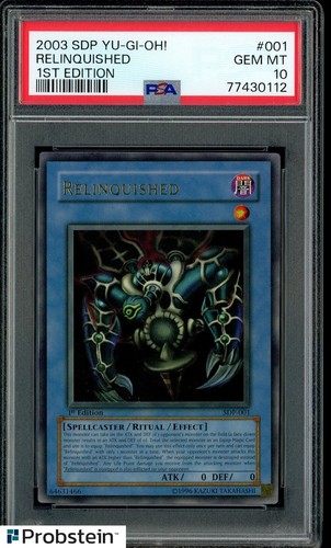 2003 YU-GI-OH! STARTER DECK: PEGASUS #001 RELINQUISHED 1ST EDITION PSA 10