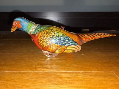 Rare Vintage Tin Wind Up Pecking Pheasant Bird-DOESNT WORK