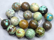Genuine HUBEI TURQUOISE 12mm Round Beads 8" Strand 194cts