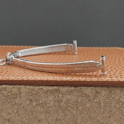 1/2" Bulova Rhodium Plate Stainless Steel NOS Ladies Vintage Cocktail Watch Band - Image 1 of 4