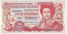 FALKLAND ISLANDS  5 POUND BANKNOTE  2005  P17a  CRISP UNCIRCULATED