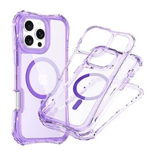 For iPhone 16 Pro Max16e//15/14/13 Shockproof Glossy Mag-Safe Case Clear Cover