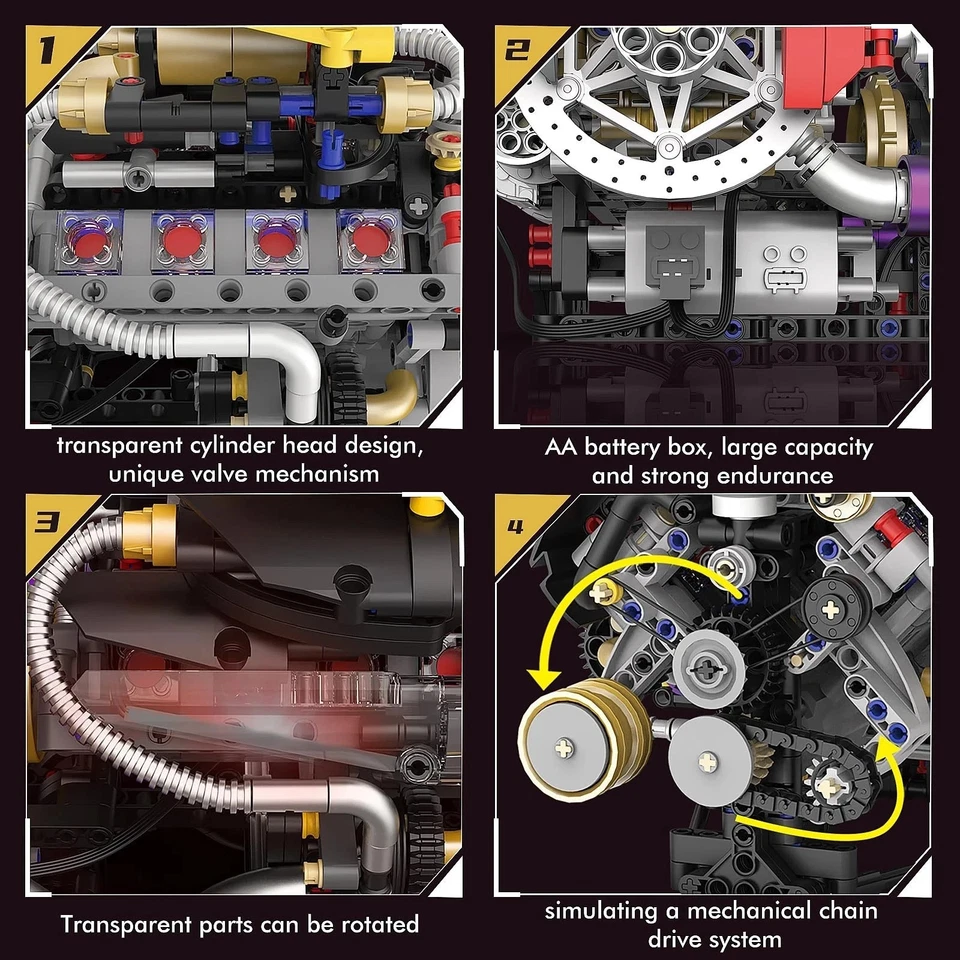 V8 Engine Model Kit That Works, 1394 PCS Advanced Collectible Engine Building... - image 2 of 4