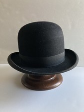 VTG BLACK HOMBERG BOWLER DERBY HAT- SZ 6 7/8- M.B. MAURER LEBANON, PA