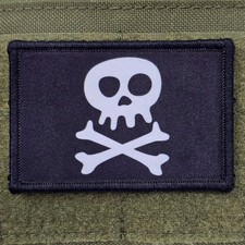 Skull Crossbones Patch Warning Moral Tactical Meme Materials Hook  Loop 3x2
