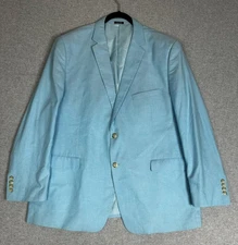 Saddlebred Blazer Sport Coat Mens 48R Light Blue Cotton Two Button Notch Lapel