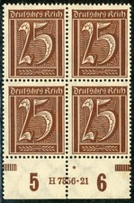 DR Mi.-Nr.  180 P mit HAN H 7356.21 im UR-Viererblock postfrisch, gepr&uuml;ft.