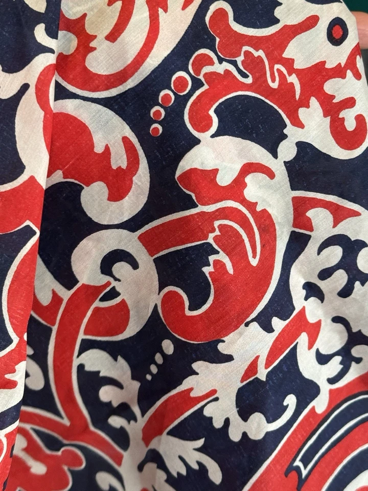 vintage 70s red White And Blue Abstract print Square silk scarf Made In USA 🇺🇸 - Image 2 of 4