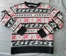 NEW Air Jordan Jumpman Holiday Fleece Ugly Sweater Sweatshirt Black White Red S