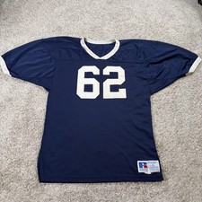 Vintage Russell Athletic Football Jersey Mens Large Blue 62 Mesh Made USA