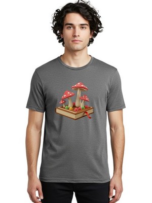 Mushroom-Book-1 Mens Graphic Tee, 100% Cotton, Casual Summer Wear